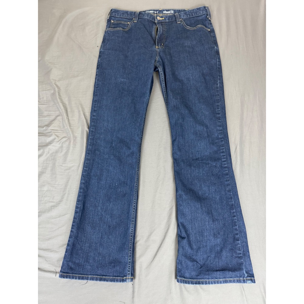 Carhartt Rugged Flex Relaxed Fit Bootcut Jeans Mens 36x34 (34x33) Dark Wash